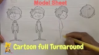 How to draw a Cartoon Character turnaround Model Sheet | Character Design