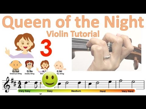 The Magic Flute - Queen of the Night aria by W.A.Mozart sheet music and easy violin tutorial