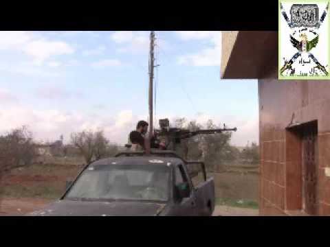 استهداف مقرات النظام في بلدة الشيخ مسكين في ريف درعا برشاش الدوشكا من قبل لواء خالد سيف الله