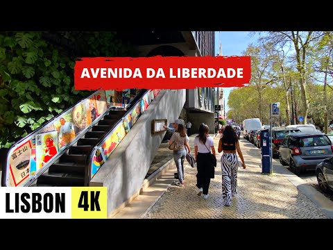 LISBOA, PORTUGAL 🇵🇹 [4K] Avenida da Liberdade — Passeio a Pé — Abril 2023