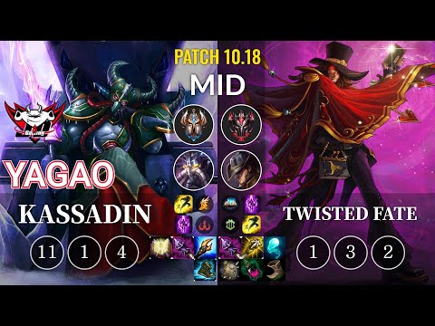 JDG Yagao Kassadin vs Twisted Fate Mid - KR Patch 10.18