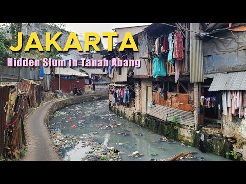 [4K] Jakarta Walking Tour, Hidden Slum Area in Tanah Abang