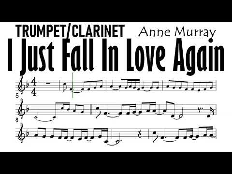 I Just Fall In Love Again Trumpet Clarinet Mid Range Sheet Music Backing Track Partitura Anne Murray
