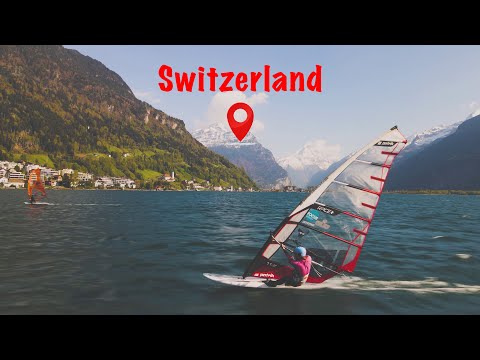 Slalom Windsurfing in the Swiss Mountains @65 km/h