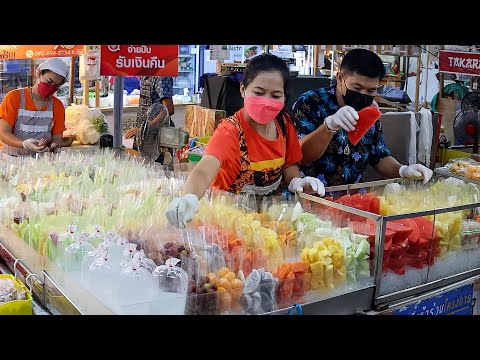 Tropical Fruit Heaven!! Fast Fruit Cutting Skills - Thai Street Food