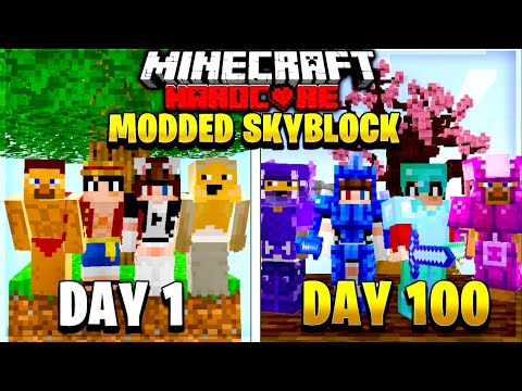 We Survived 100 Days In Minecraft in Modded Skyblock