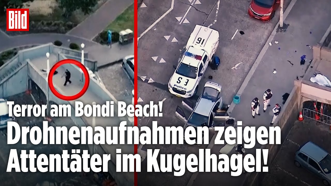 TERROR AM BONDI BEACH: Drohnenaufnahmen zeigen Attentäter! – Anschlag auf Chanukka-Feier