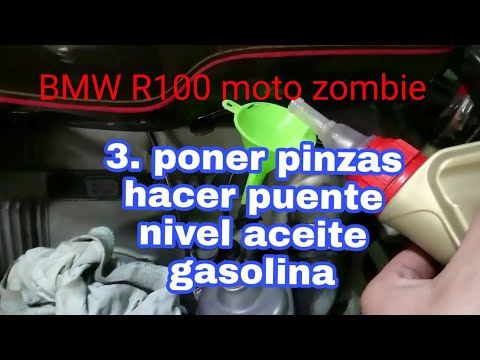 3. MOTO ZOMBIE BMW R100 Poner Pinzas, hacer PUENTE Contacto, nivel aceite y Gasolina