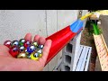 Marble run race ☆ rain gutter + handmade wooden colorful course ASMR