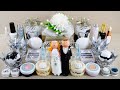 Black And White Slime Mixing With Glitter Clay And Eyeshadow ASMR Satisfying Slime Video 149