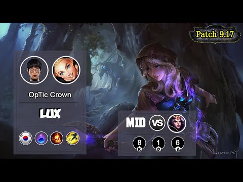 OpTic Crown Lux MID VS LeBlanc | LOL | S9 KR Master - Full Gameplay