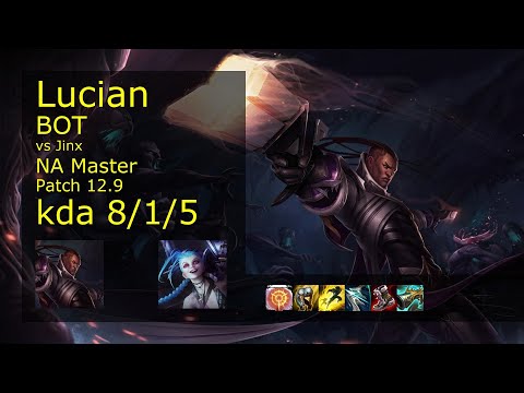 Lucian ADC vs Jinx - NA 8/1/5 Patch 12.9 Gameplay