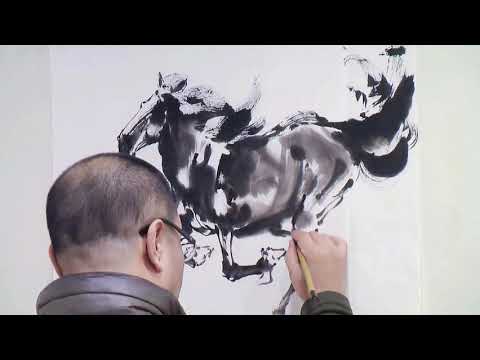 Chinese Horse Ink Painting by Master Artist