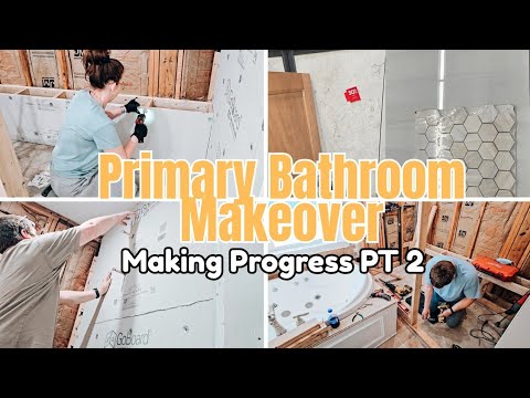 ✨ PRIMARY BATHROOM MAKEOVER | Demo, Shower Bench Build, Waterproofing + Tile & Cabinet Shopping! ✨