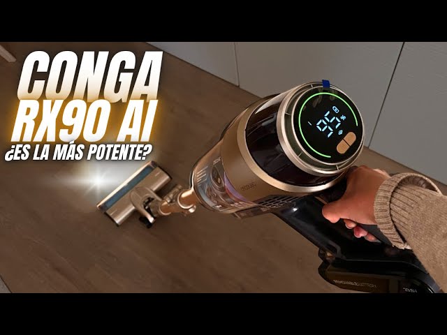 Silvia Jiménez probando la aspiradora Conga RX90 AI en Hogarsys