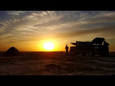 Kazakhstan sunset on prairie