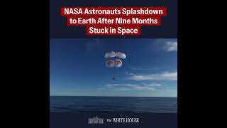 🌊 **Sunny &amp; Butch Splash Down Safely in the Ocean– Back to Earth!** 🚀🌍#sunitawilliams #nasa  #spacex