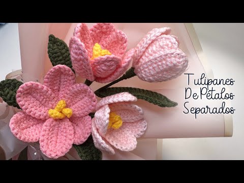 Tulipanes Pétalos Separados Tejidos a Crochet Fácil💚Mayelin Ros