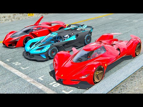Bugatti Bolide vs Ferrari vs 2025 Ferrari Piero vs Ferrari F80 Concept - Drag Race
