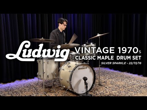 Vintage Ludwig 70s Classic Maple Drum Set 22/13/16/14 - Silver Sparkle