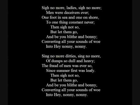 "Sigh No More Ladies" with Lyrics