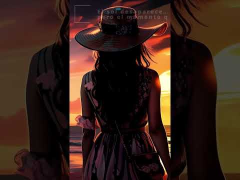 Mujer con sombrero en la orilla del mar al atardecer