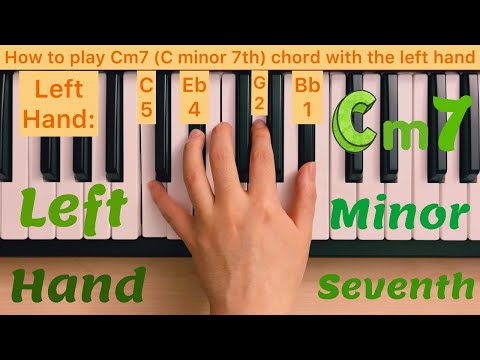 Piano Lesson 176: How to play Cm7 (C minor seventh) chord with the left hand play along tutorial