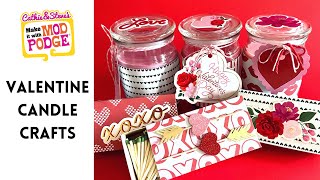 Valentine Candle Crafts with Mod Podge
