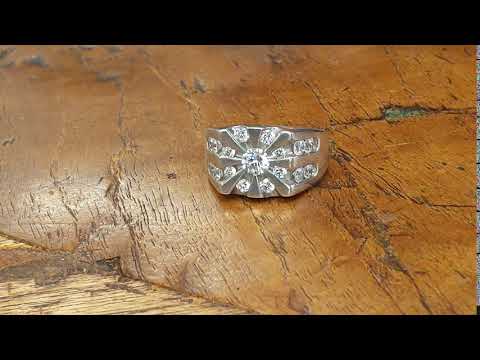 2.98 Ct. Round Channel Set Sun Burst Style Men's Ring - TwoBirch - TB-GR-0080-WG-T