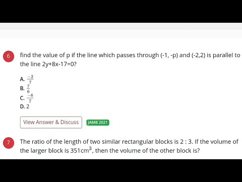2021 JAMB Question 6 | A line passing through two points