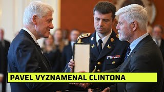 Clinton dostal Masarykův řád. Rozhodnutí rozšířit NATO vyžadovalo odvahu i vizi, řekl Pavel