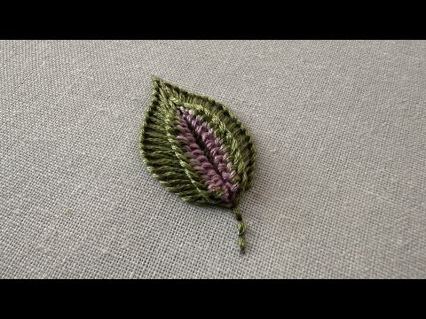 Most elegant 3D 🍂 leaf hand embroidery pattern|easy leaf hand embroidery tutorial 