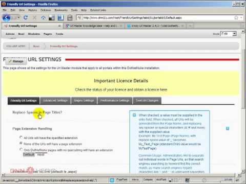 DotNetNuke Tutorial - How to setup URLs without .ASPX page extensions in DotNetNuke? - Video #258