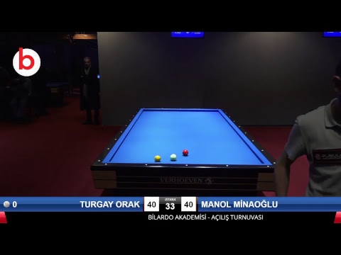 TURGAY ORAK & MANOL MİNAOĞLU Bilardo Maçı - BİLARDO AKADEMİSİ - AÇILIŞ TURNUVASI-1/16