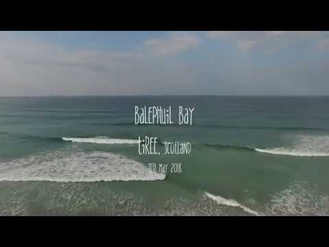 Drone shots of beach and surf at Balephuil 