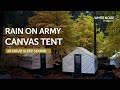 Rain on an Army Canvas Tent Sleep Sound - 10 Hours - Black Screen