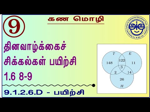9.1.2.6.D - 9th Std #MathsMadeSweet #MMS #MAT #NMMS #venndiagram  Day to Day problems -  Ex. 1.6 8-9