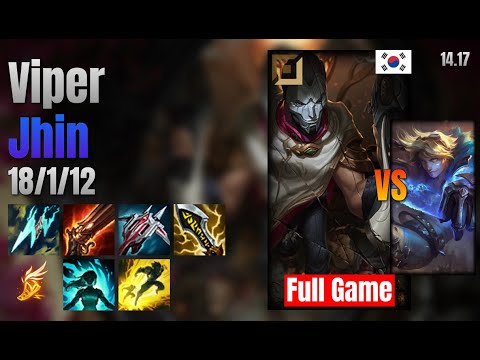 Viper Adc Jhin vs Ezreal lol KR solo rank Full Game 14.17
