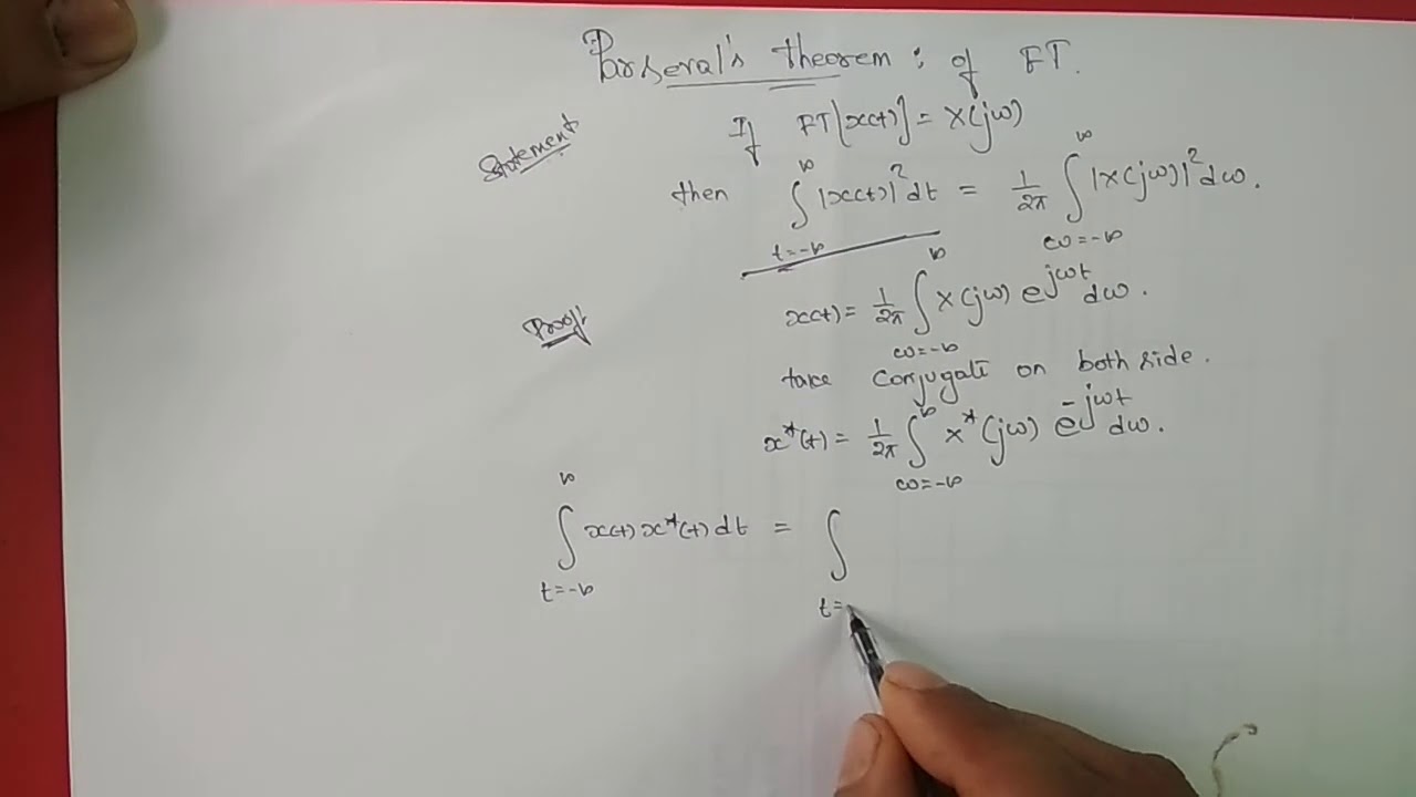 M4L9To Prove Parseval's Theorem of FT