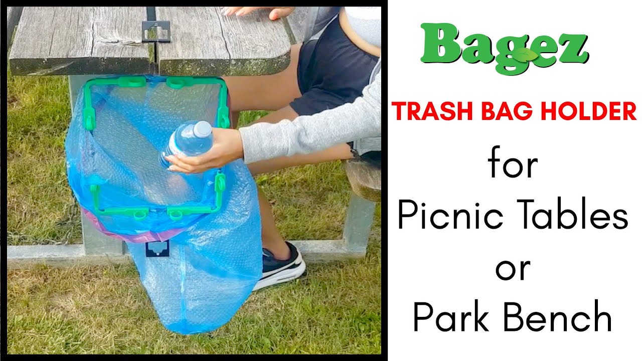 BagEZ trash bag holder for picnic tables- Learn how to get rid of lots of trash