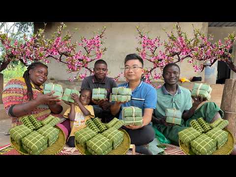 Lần đầu tiên các thanh viên Châu Phi hào hứng gói bánh chưng tết|| 2Q Vlogs Cuộc Sống Châu Phi
