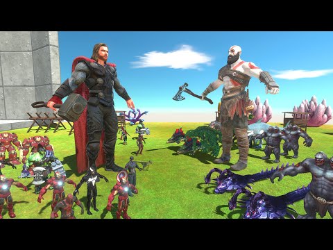 Thor War - Giant Thor VS Giant Kratos - Animal Revolt Battle Simulator