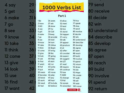 1000 Verbs List, Part 1 #verbs