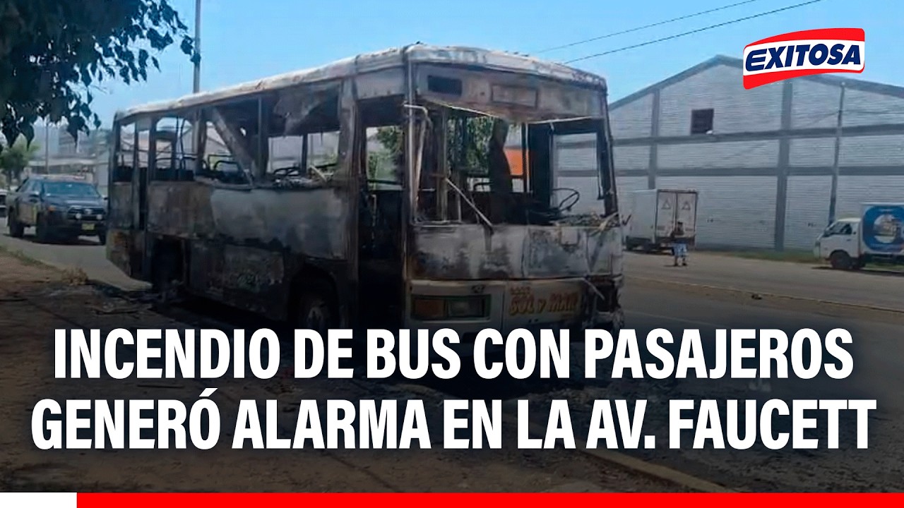 🔴🔵 Incendio de bus con pasajeros generó alarma en la Av. Faucett