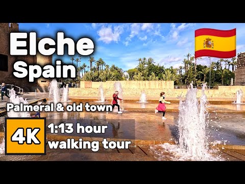 🇪🇸 Elche Walking Tour 4K Alicante Spain | Promenade, Flea Market & Europe's Palmeral de Elche
