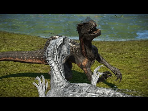 White Indoraptor, Carnotaurus, Tyrannosaurus Rex, Spinosaurus 🌍 Jurassic World Evolution | HD