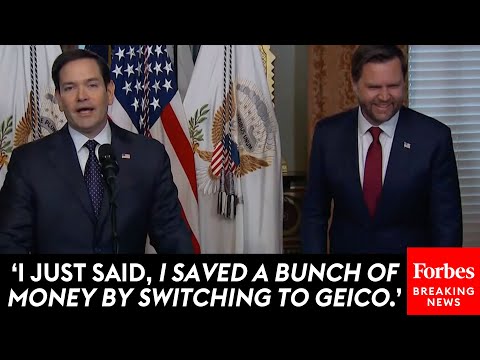 VIRAL MOMENT: Marco Rubio Cracks Up JD Vance, Spectators With 'Geico' Joke At Swearing-In