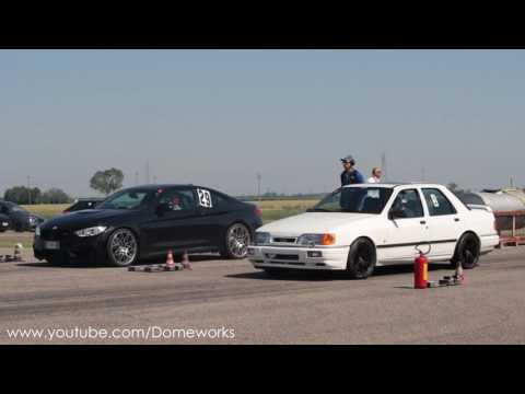Ford Sierra Cosworth VS BMW M4 - Near CRASH Drag Racing
