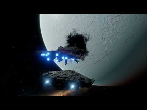 Elite Dangerous : Odyssey - Fleet Carrier Jump out (External POV)