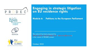 Strategic Litigation – Module 6: The Submission of a Petition Before t
